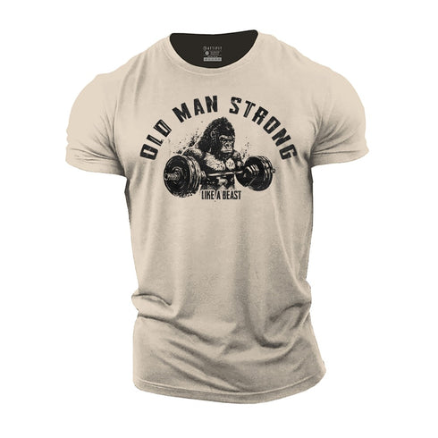 Men's Old Man Strong like a Beast Cotton T-Shirt